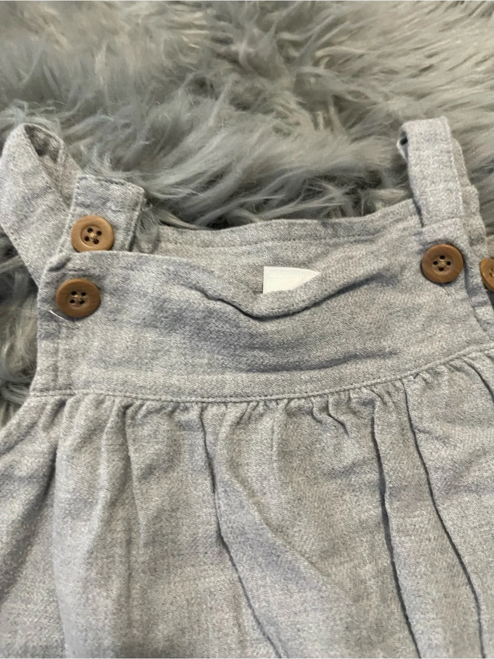 Carters Baby Girl Gray Jumper Dress with Sherpa Pockets | Size 18 months #2793